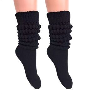 Sock Bundle 2/$17 NEW Black Thick Slouch Cotton Knee High Scrunch Socks